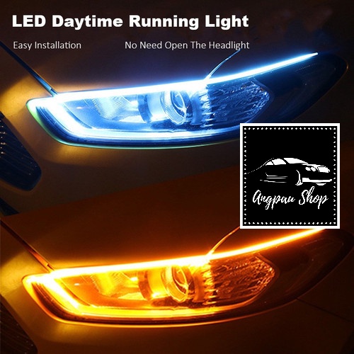 DRL LAMPU LED ALIS 60 CM 12V WELCOME LIGHT SIGN SEIN RUNNING DRL FLEXIBLE 60CM 2 PCS ( PUTIH+KUNING )