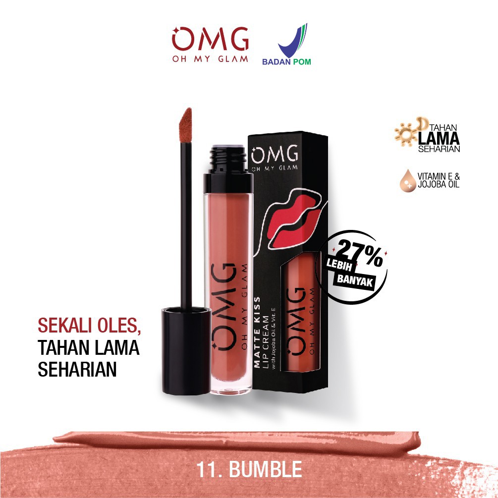 OMG OH MY GLAM Mattelast Lip Cream 2.9 g - Lip Cream Matte Dengan Warna Intense, Tahan Lama &amp; Ringan