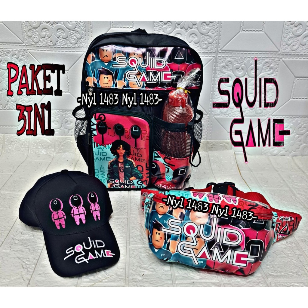 KSO_BAG - Tas Ransel Anak Laki-Laki 3in1 Terbaru 2021 Kekinian Backpack Carakter Squid GameTermurah