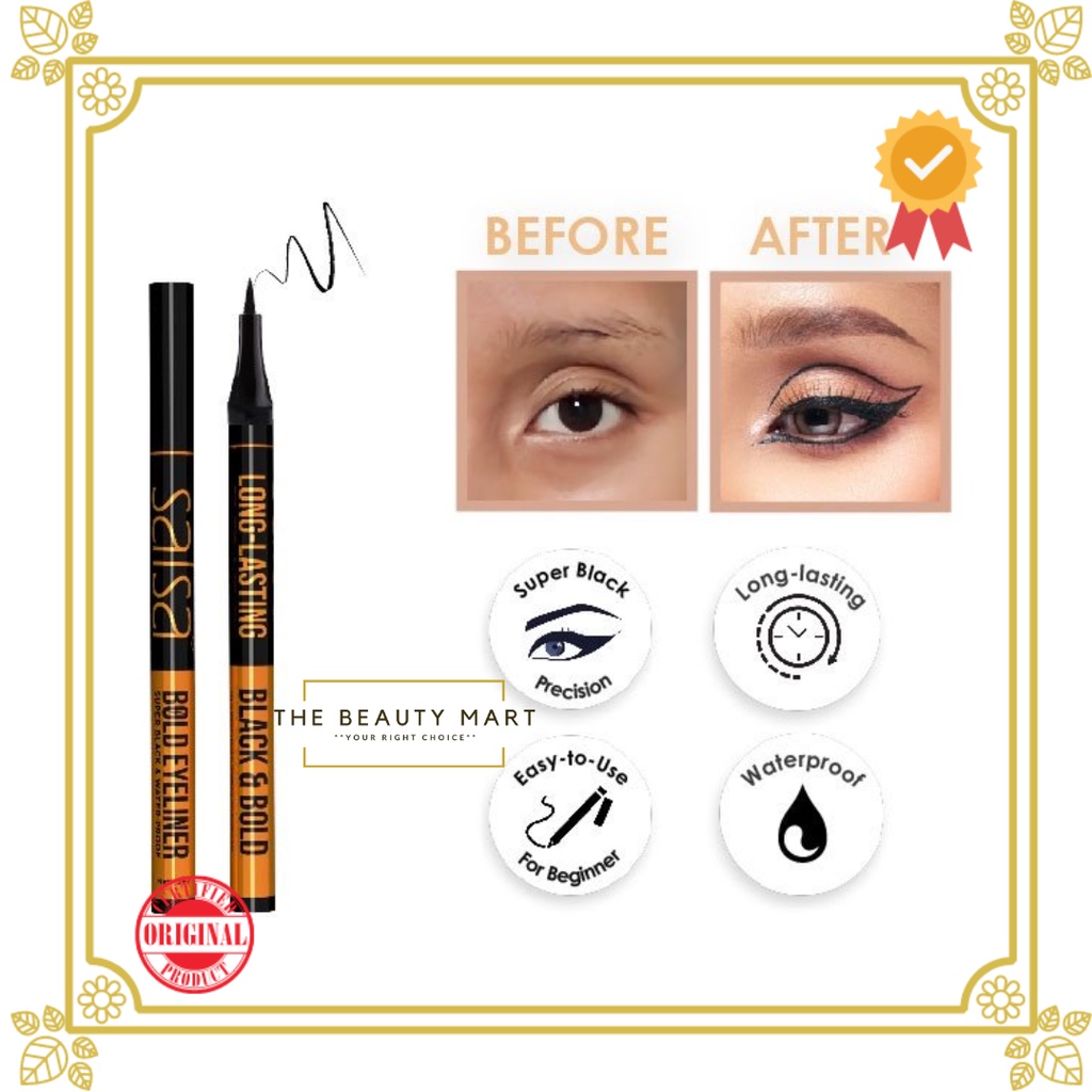 SALSA Bold Eyeliner Super Black Waterproof Pen Eyeliner | Eyeliner Tahan Air