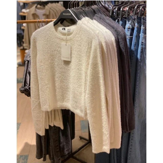 Sweater Bulu Pull and Bear, Sweatshirt Pull and Bear, Atasan Pull and Bear, Knitwear, Baju Pull and 