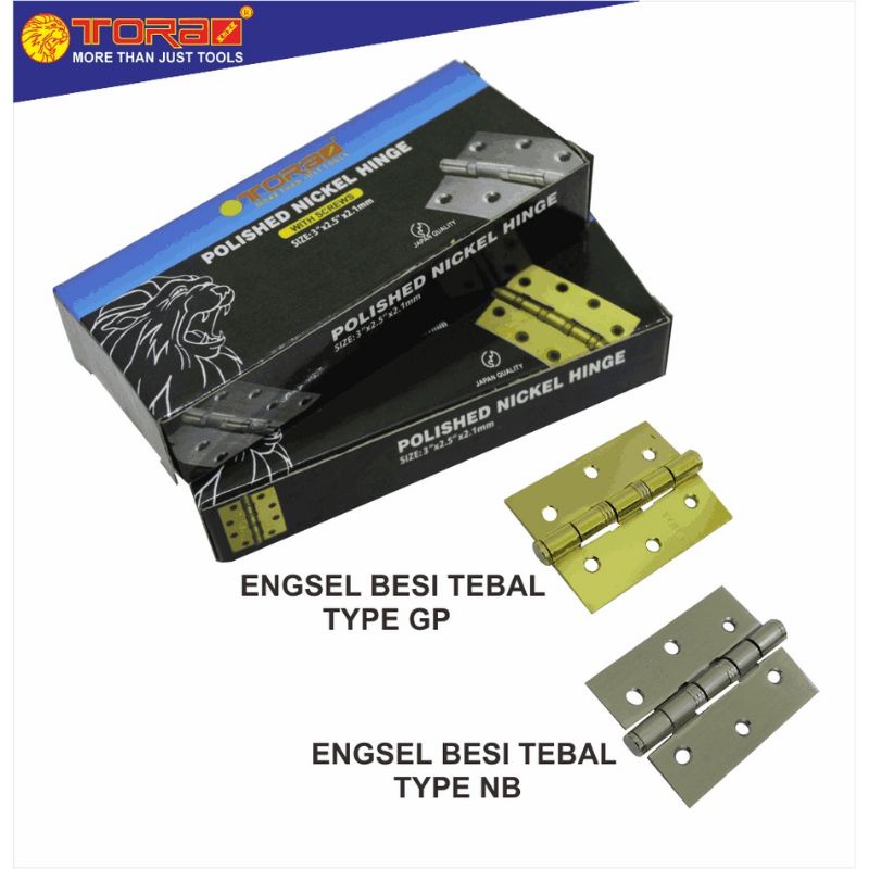 TORA Engsel Besi NB & GP - Hinges Polished Nickel & Brass 5"x3cmx2.1mm