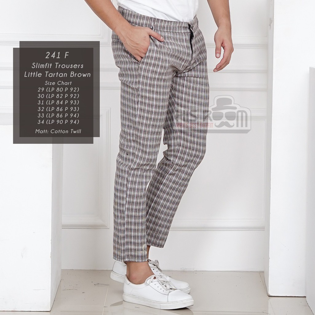 HSRM - Celana Trousers Slimfit Celana Korean Celana Kotak Kotak Celana Tartan Ankle Pants Cullen 241 302