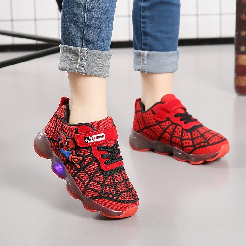 Sepatu led anak spiderman. Sepatu led