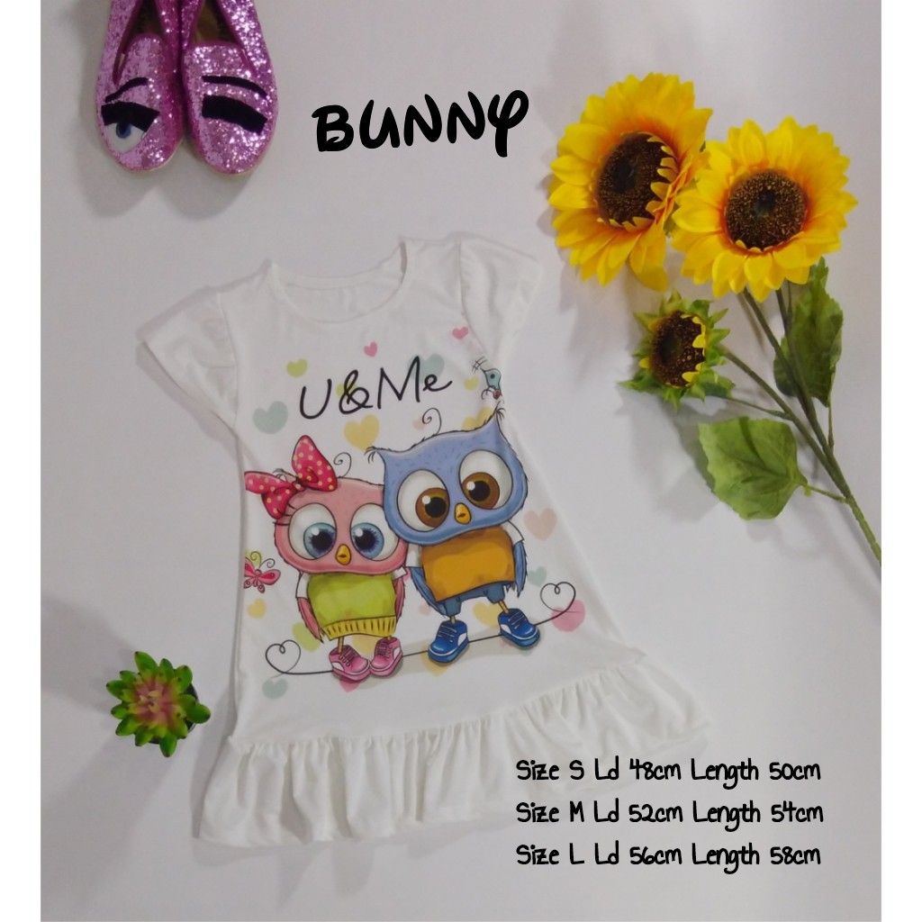 BEST SELLER DRESS ROK COTTON GIRL KARAKTER BUNNY ( 0-3 Tahun )