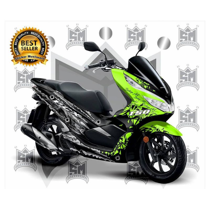 STICKER DECAL FULL BODY HONDA PCX 150 GRAFIS GREEN STABILO