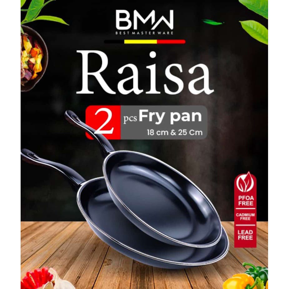Teflon ANTI LENGKET fry pan isi 2/Alat Masak Penggorengan Pan anti lengket/fry pan panci set 2pcs panci masak anti lengket panci penggorengan panci tumis Pastela/Teflon BMW Frypan Set 2 Pcs HITAM - Fry Pan Set Non Stick Teplon WajanFRY PAN panci set 2pcs