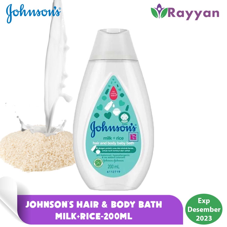 Johnson's Hair &amp; Body Wash Milk &amp; Rice 200 Ml Harum Wangi | Sabun Cair Johnson's | Sabun Mandi Bayi|Perlengkapan bayi|kebutuhan Bayi