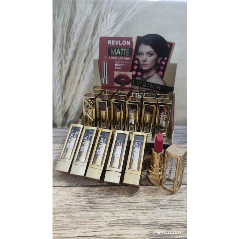 12 PCS / LUSIN LIPSTICK PADAT MATTE MOISTURE CARE GOLD 8520