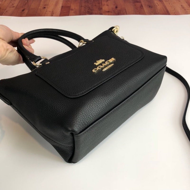 MINI EMMA SATCHEL IN PEBBLE BLACK LEATHER (31466)