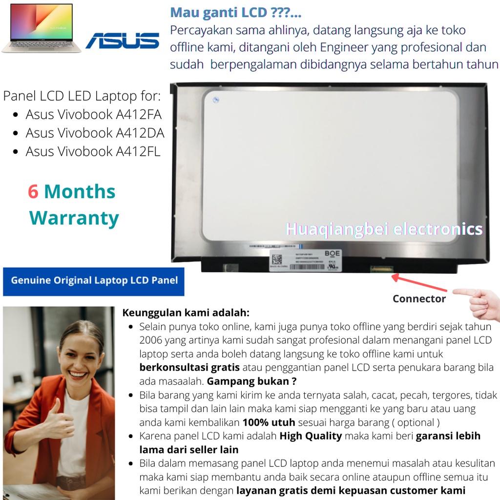 Layar LCD Laptop Asus Vivobook A412FA A412DA A412FL - original new