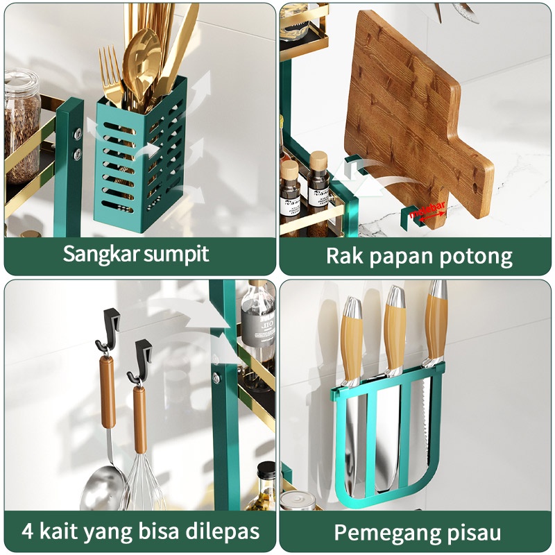 Rak Bumbu Dapur Meja Dapur Multifungsi Rak 2-3tingkat Opsional Dengan Aksesoris