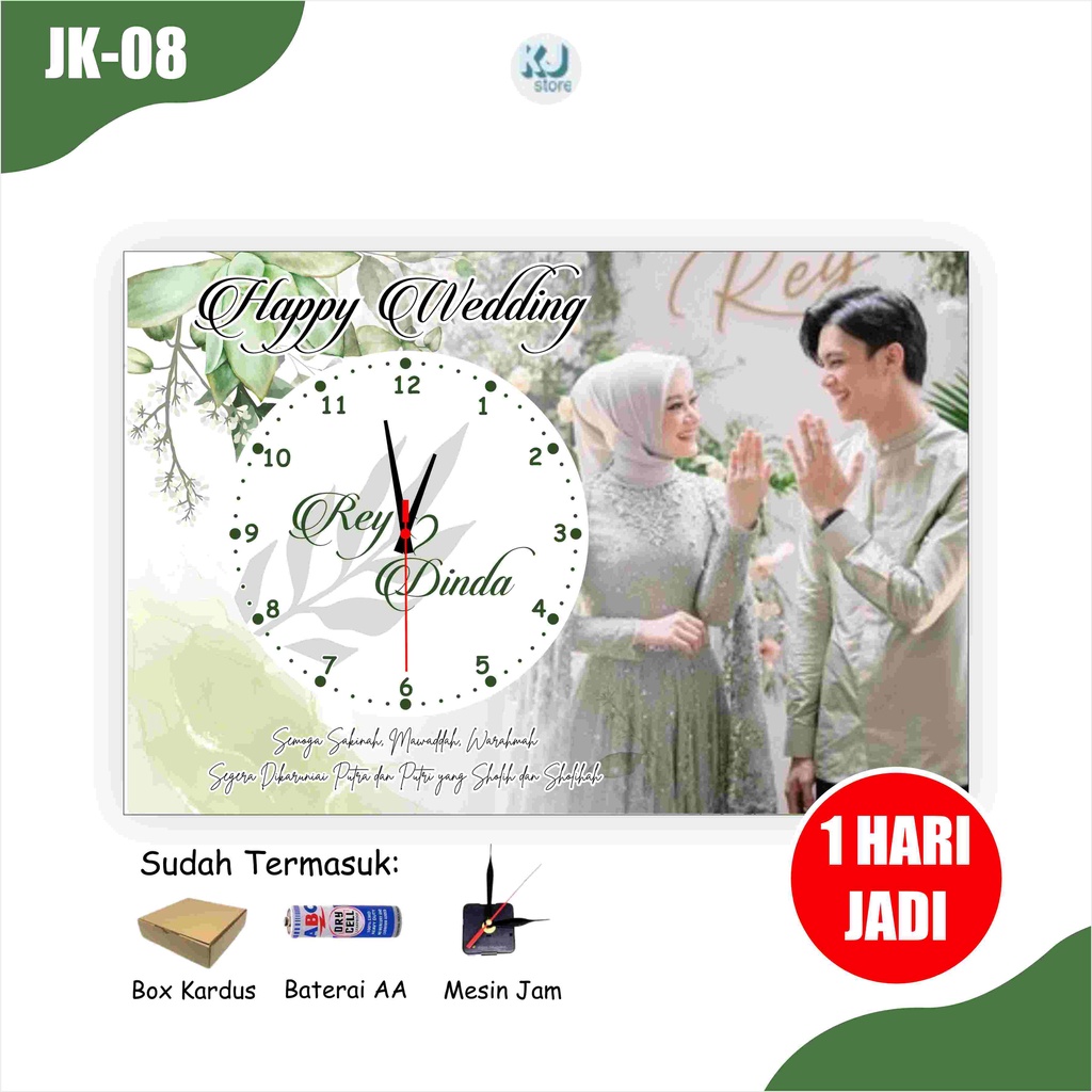 Jam Dinding Kado Pernikahan Wedding Hadiah Tunangan Couple Pasangan Kotak Custom Nama Foto Ulang Tahun Birthday Kado Wisuda Graduation Cetak Foto pengantin wedding Cepat Murah Unik ukuran 20x30cm Untuk Teman Sahabat Kampus Kuliah Lucu Kayu