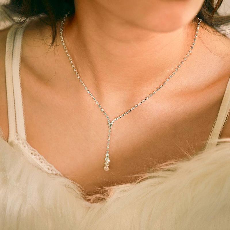 Shiny Crystal Flower Women Necklace Earring Jewelry Set