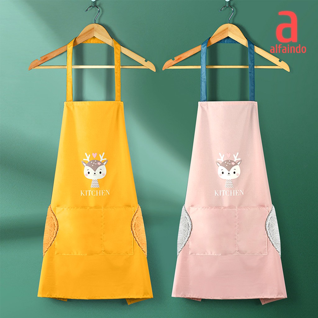 Alfaindo Celemek Masak Apron Kain Plastik Waterproof Dapur Motif CM007