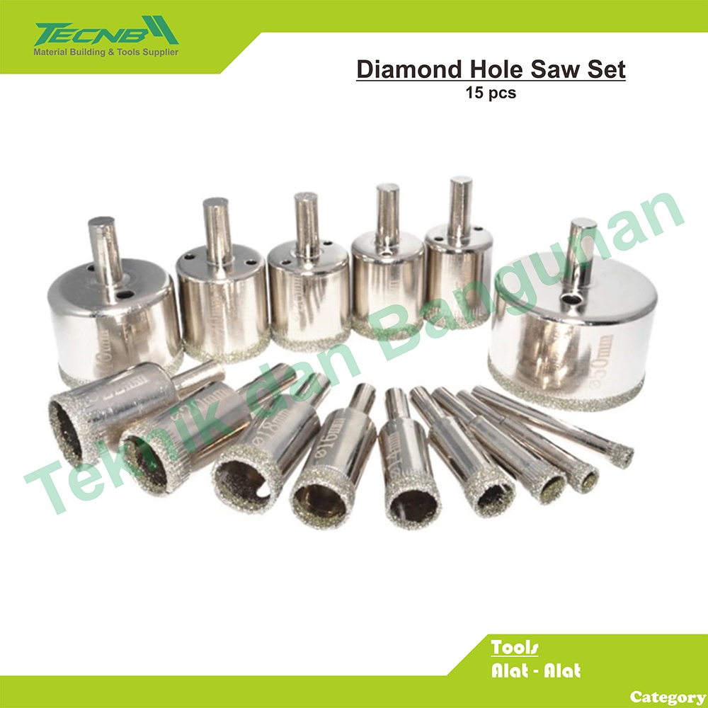 Mata Bor Kaca Hole Saw Kaca Keramik Set 15 pcs