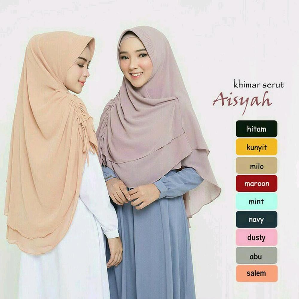 Hijab Khimar Aisyah Serut Jilbab Kerudung Instan