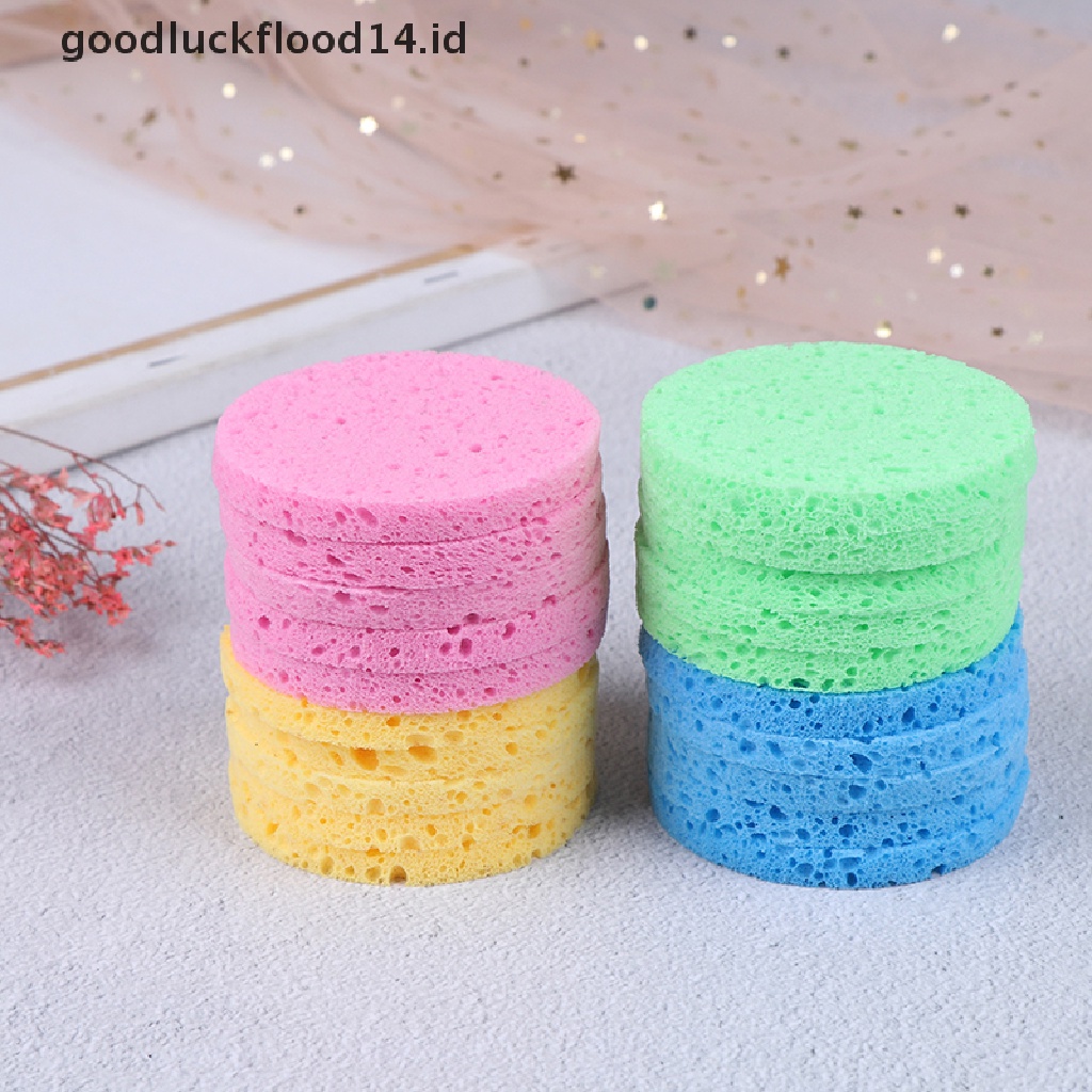 [OOID] 5X Soft Puff Natural Wood Fiber Face Wash Cleansing Sponge Beauty Makeup Pads ID