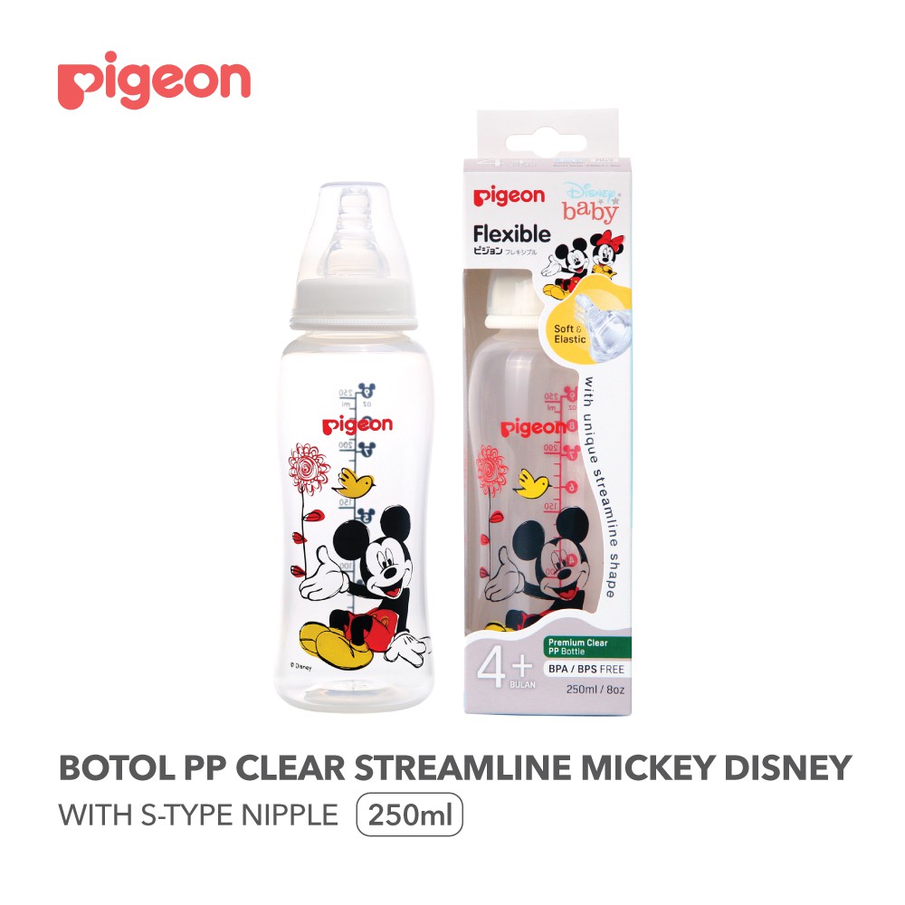 Pigeon Botol PP Clear Streamline Mickey / Minnie 250ml - Botol Susu Bayi