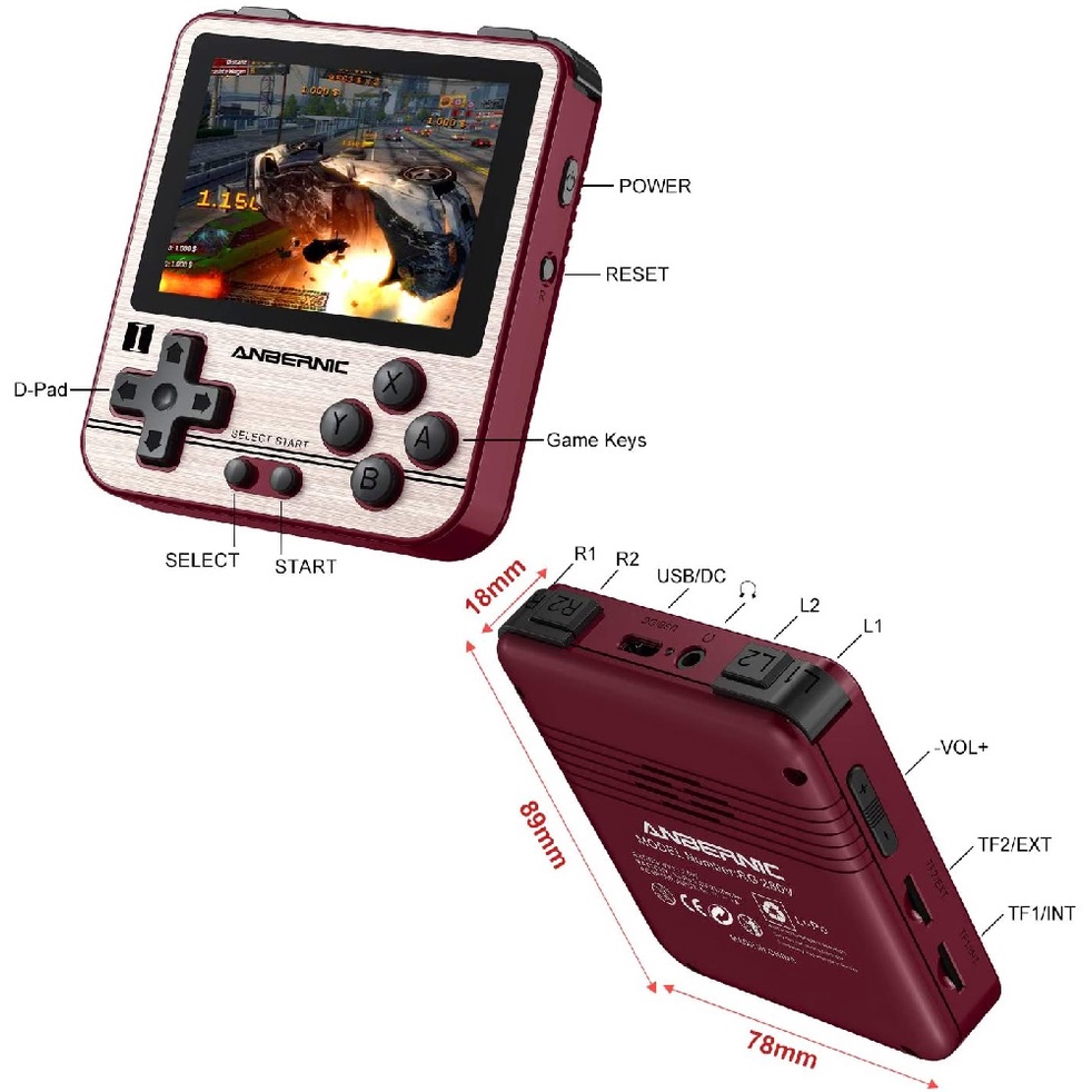 ANBERNIC RG280V - Emulator Retro Game Console 16GB 2.8-inch IPS Screen