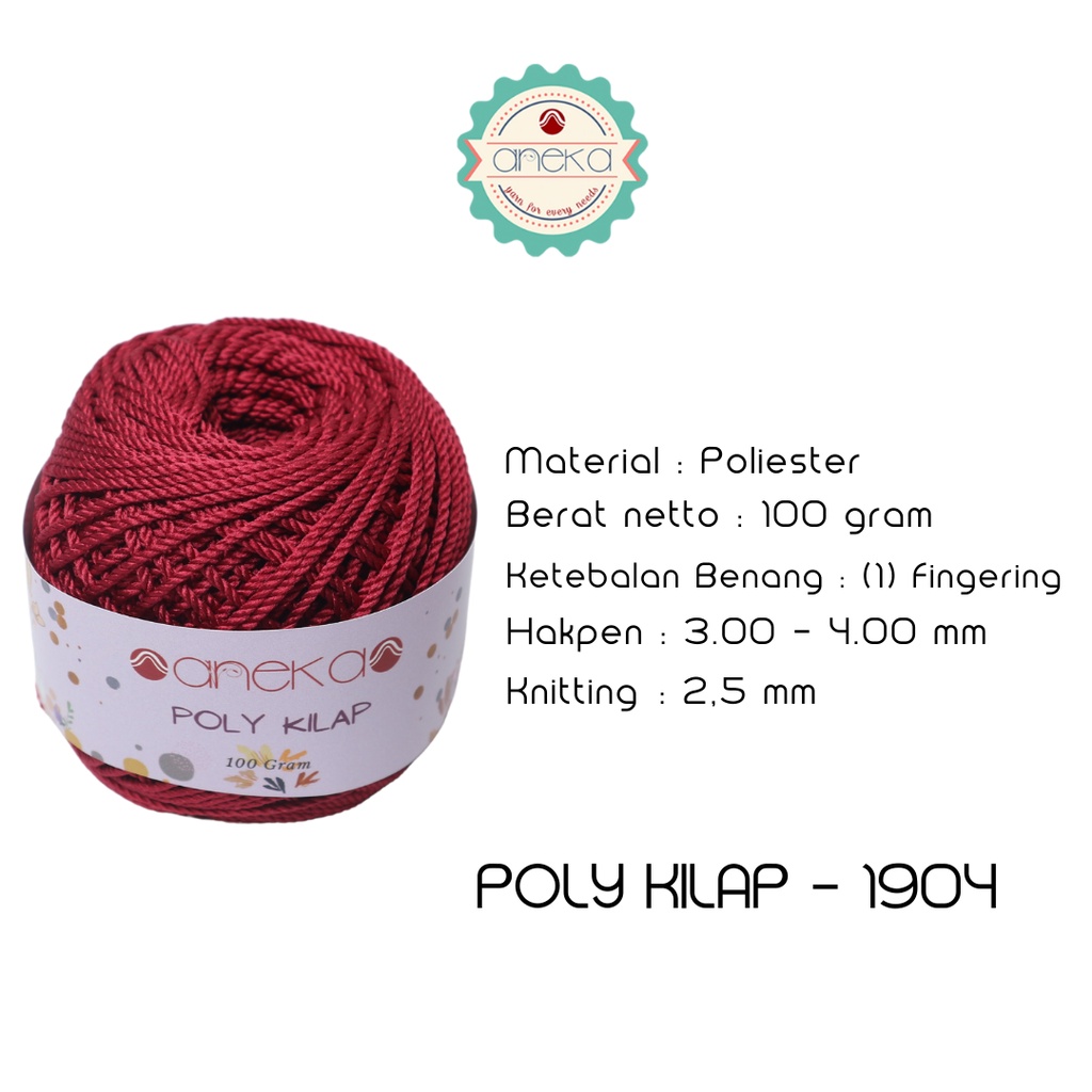 PREMIUM Benang Rajut Polyester/ Poliester / Poli Poly Kilap Warna - 1904