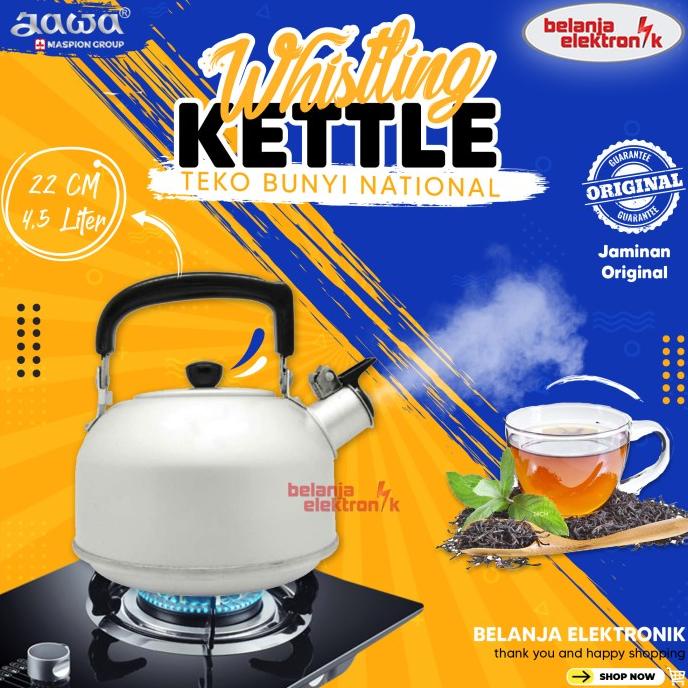 SALE MASPION TEKO BUNYI NATIONAL/WHISTLING KETTLE ALUMINIUM 22CM 4,5L/ALAT MASAK SET/ALAT MASAK LIST