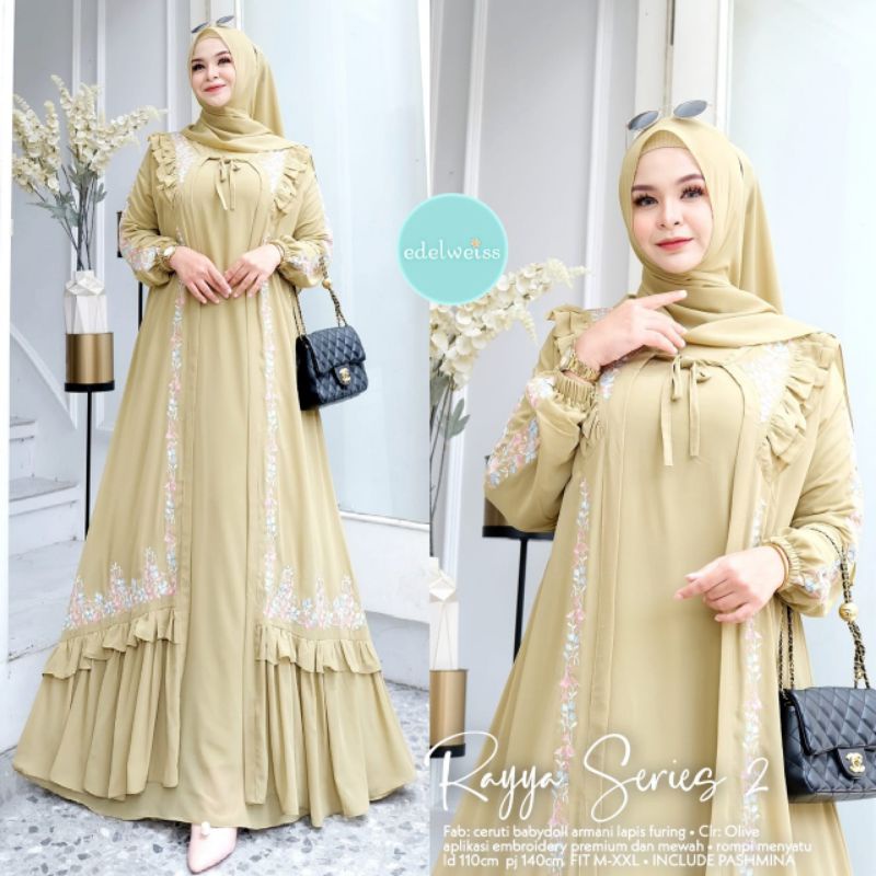 GAMIS RAYYA SERIES 2 BY EDELWEISS ORIGINAL BORDIR CANTIK TERBARU