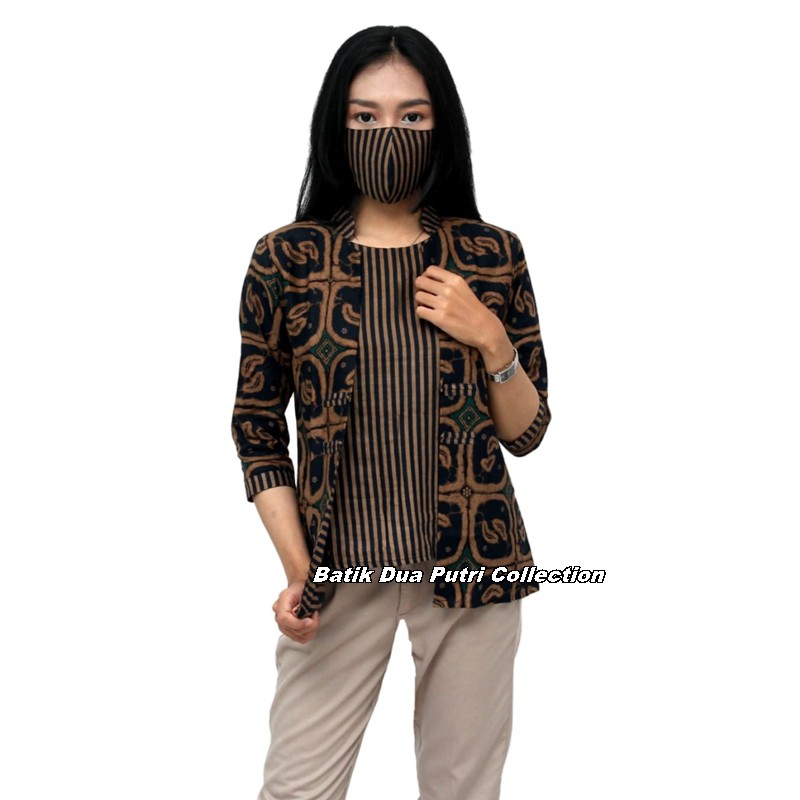 Atasan Batik Wanita Blouse Modern Tiga Model Lengan -Pendek - 7/8 - panjang S-M-L-XL-XXL-3L-4L-5L-3