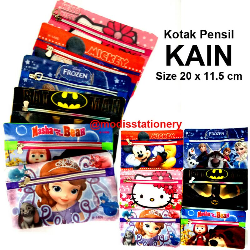 

kotak pensil kain resleting karakter