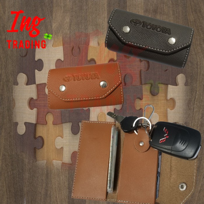 Dompet Kunci STNK Synthetic Leather Model E TOYOTA - Dark Brown