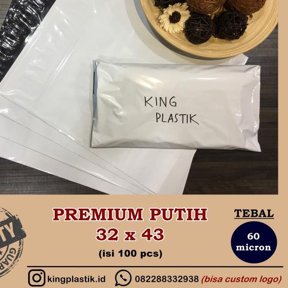 

☑ 32x43cm PUTIH Polymailer Kantong Plastik (100pcs) - Putih Premium ♚