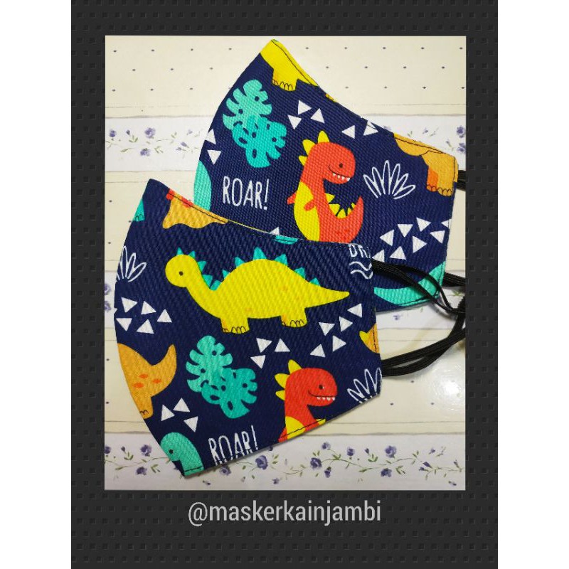 Masker Kain Katun 3 Lapis Dinosour