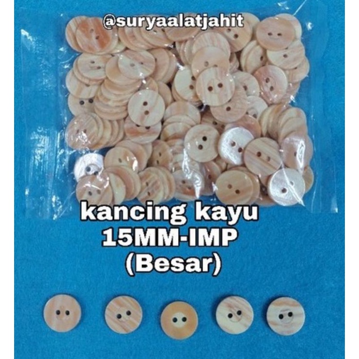 Kancing Kayu /24/2L/1.5cm +/-144pcs =Rp.8.000/1gros