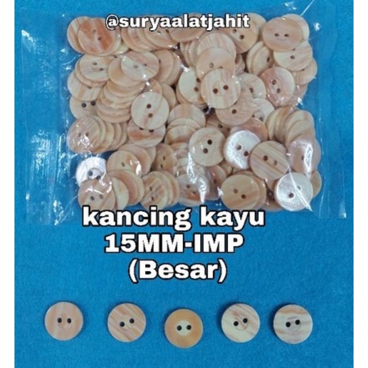 Kancing Kayu /24/2L/1.5cm +/-144pcs =Rp.8.000/1gros