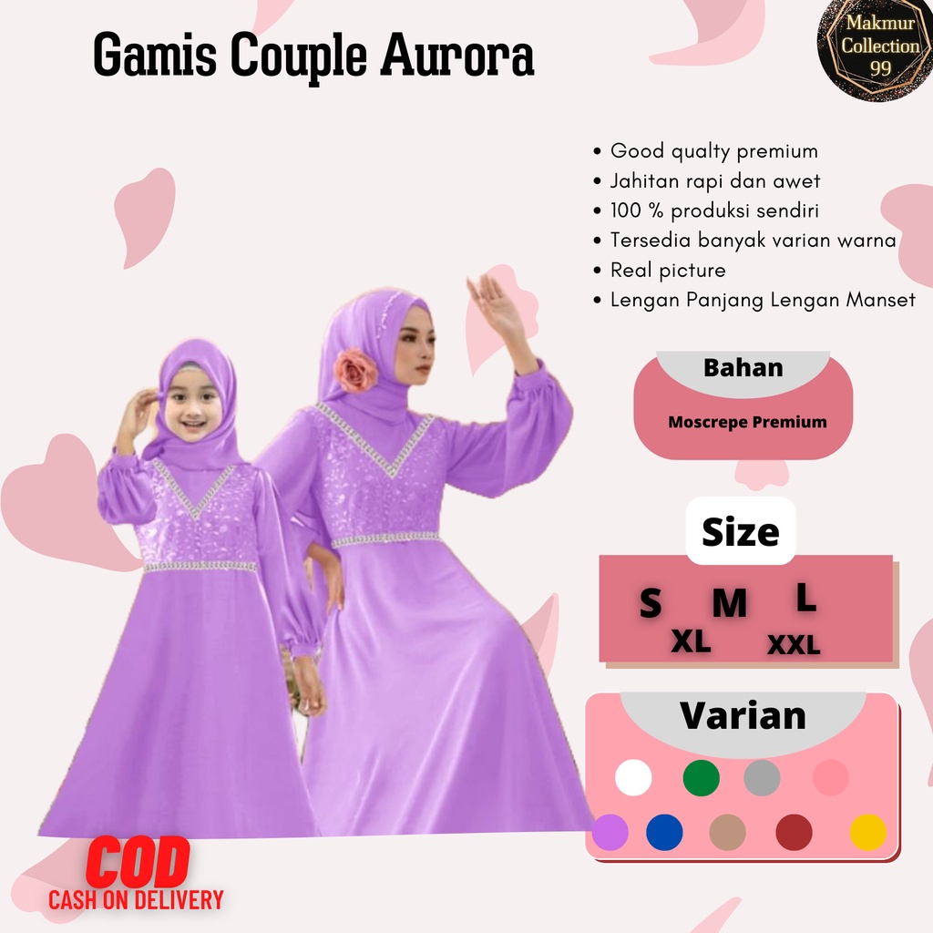 Gamis Terbaru Couple Kondangan Pasangan Ibu Dan Anak Maxi Aurora Matt Moscrepe Good qualty premium