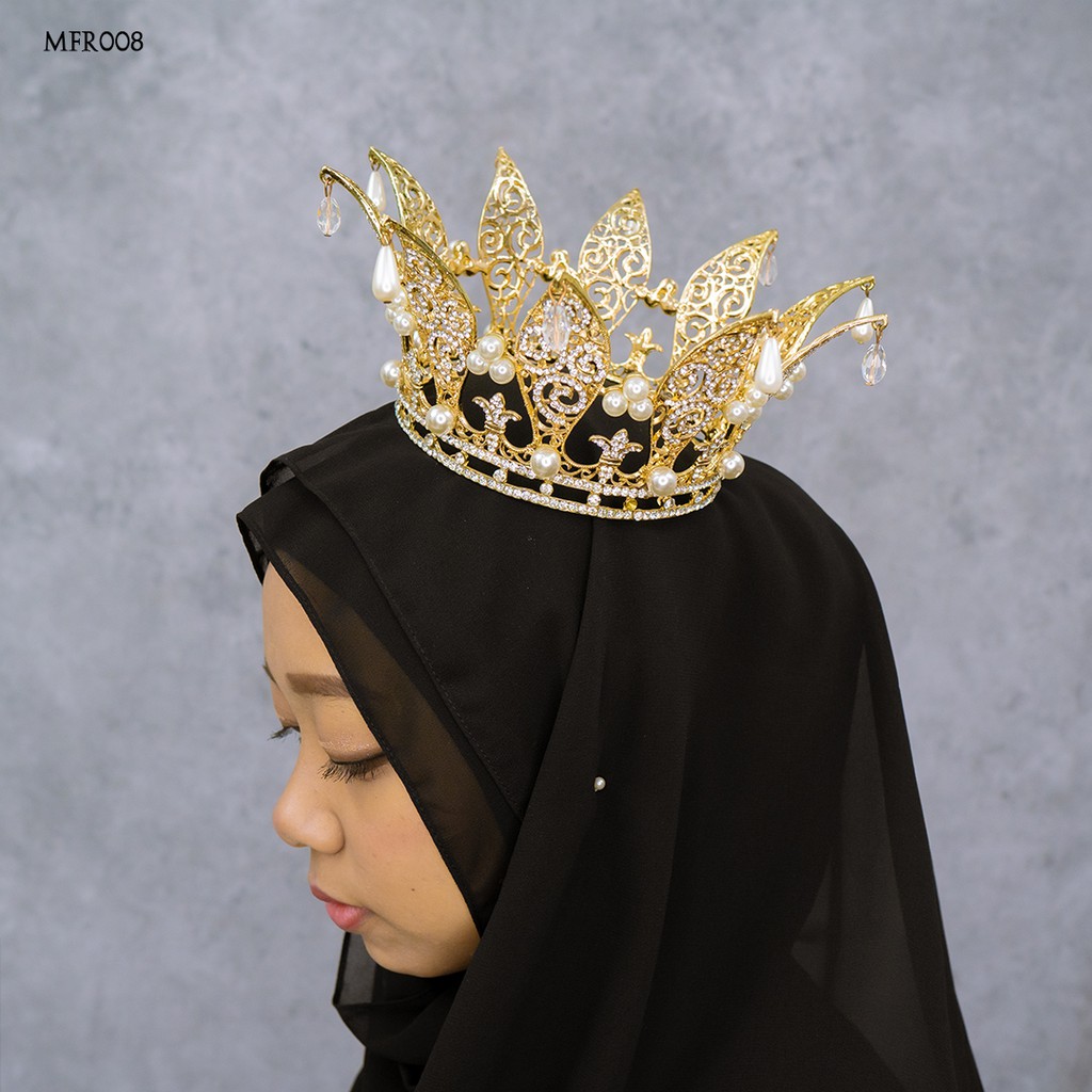 [READY STOCK] ACCESORIES HIJAB FULL CROWN PREMIUM MUTIARA GOLD MFR008