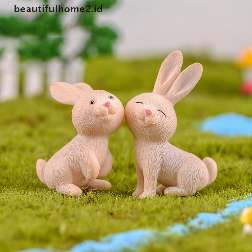 (Beautifulhome2.Id) 7pcs Miniatur Figur Kelinci Paskah Bahan Resin Untuk Dekorasi Taman Peri