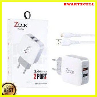 TRAVEL CHARGER CAS ZBOX A2202 2USB FAST CHARGING OUTPUT 2,4A + KABEL MICRO