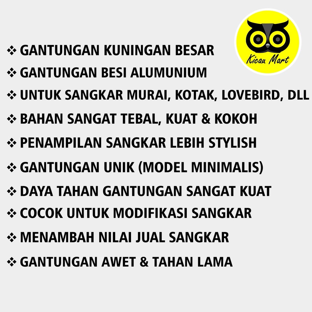 GANTUNGAN LIPAT KUNINGAN BESAR CANTOLAN SANGKAR KANDANG BURUNG MURAI KOTAK LOVEBIRD PLECI GTKLIPAT