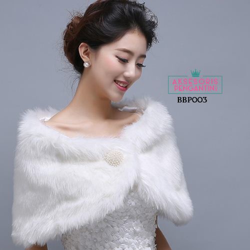 [READY STOCK] AKSESORIS WEDDING BOLERO BULU PESTA PENGANTIN PREMIUM BBP003