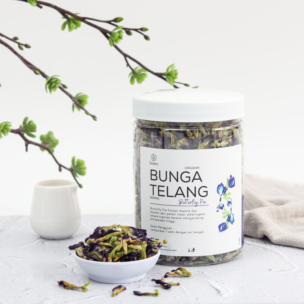 Teh Bunga Telang Kering Organik 50 gr galleo Butterfly Pea Organic