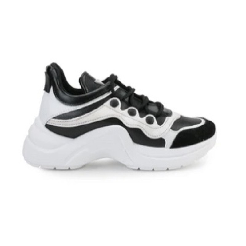 Lawrensia Chunky Sneakers Urban Style Sepatu Hitam Putih Sekolah Jalan Jalan Kekinian Murah