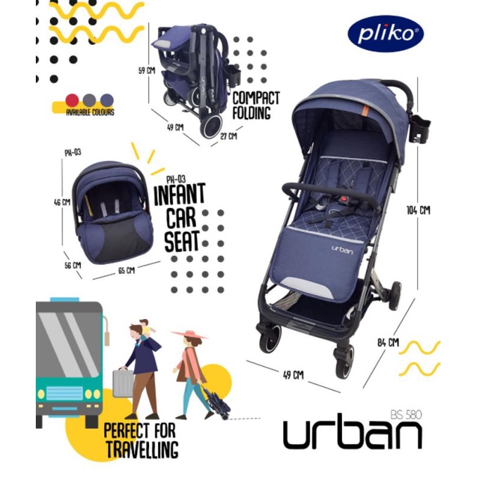 STROLLER PLIKO URBAN 580 AND INFANT CARSEAT PK03 I KERETA DORONG BAYI PLIKO