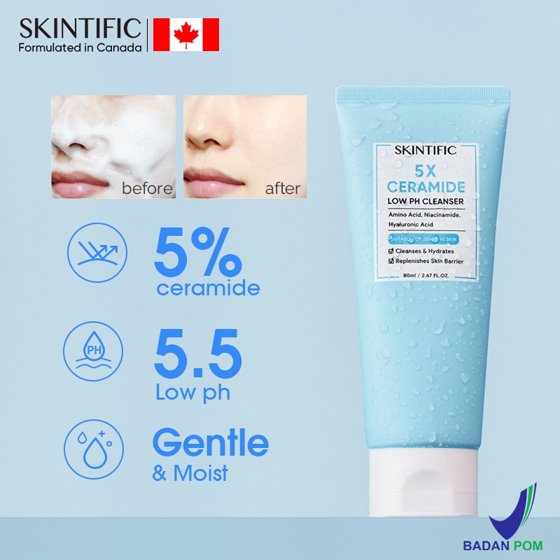 Skintific 5X Ceramide Low PH Cleanser 80gr | Facial Wash