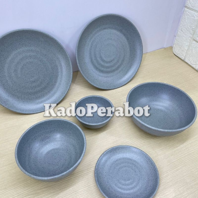 piring mangkok onyx - tempat makan onyx set - piring mangkok melamine