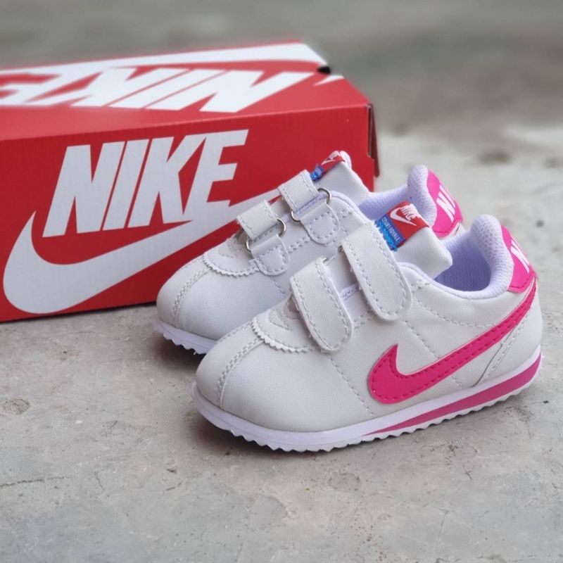 sepatu anak perempuan sepatu anak NIKE CORTEZ WHITE PINK PREMIUM QUALITY FREE BOX & BONUS KAUS KAKI 