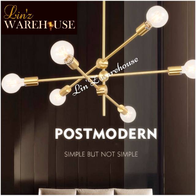 Lampu gantung POST MODERN GOLD 6 ARMS ceiling lamp