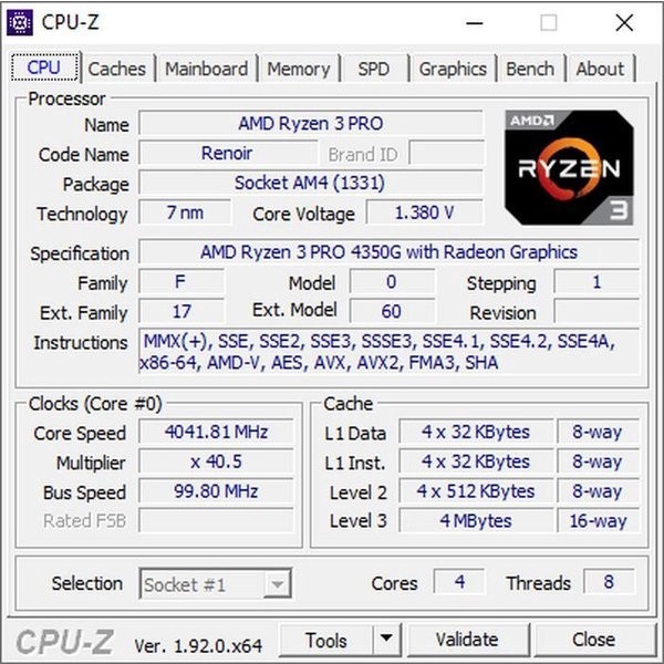 PROCESSOR AMD Ryzen 3 PRO 4350G With Radeon Vega 6