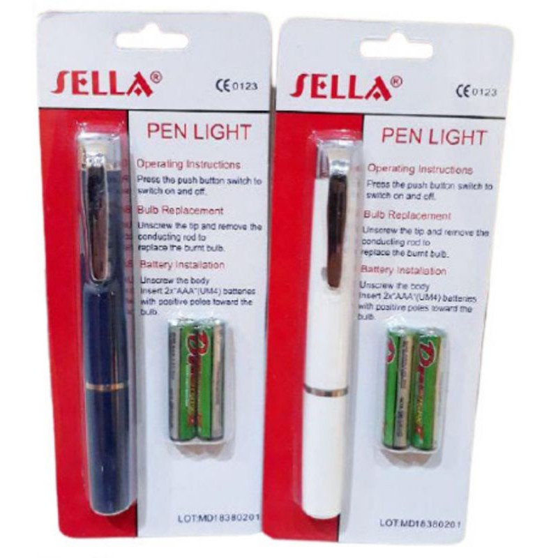 Cod Senter Penlight SELLA LED Pen Light dengan Free Baterai AAA