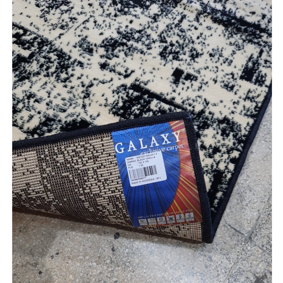 KARPET MAROC, GALAXY 04, KARPET LANTAI PREMIUM 100X150, BULU TEBAL, HITAM & CREM-4